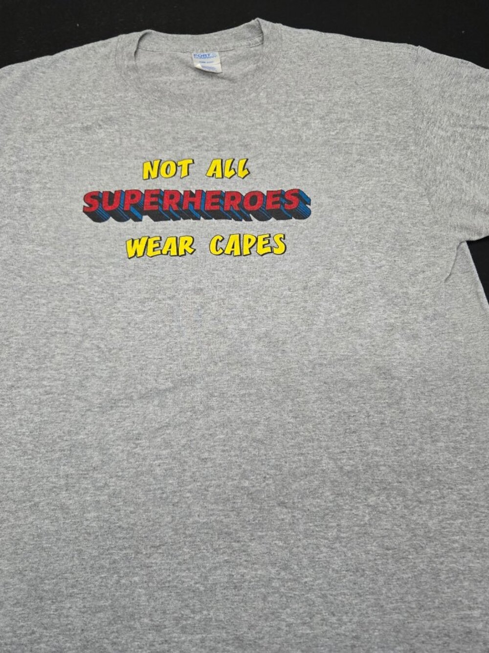Port Company School Lunch Hero Not All Superheroes Wear Capes Gray T Shirt L